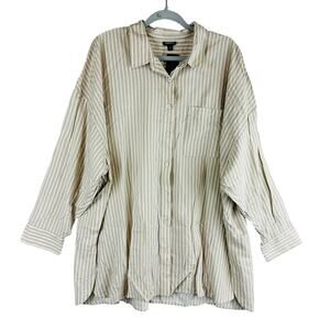 New Torrid Womans Sz 3 3X Blouse Striped Drop Shoulder Shirt Roll Tab NWT